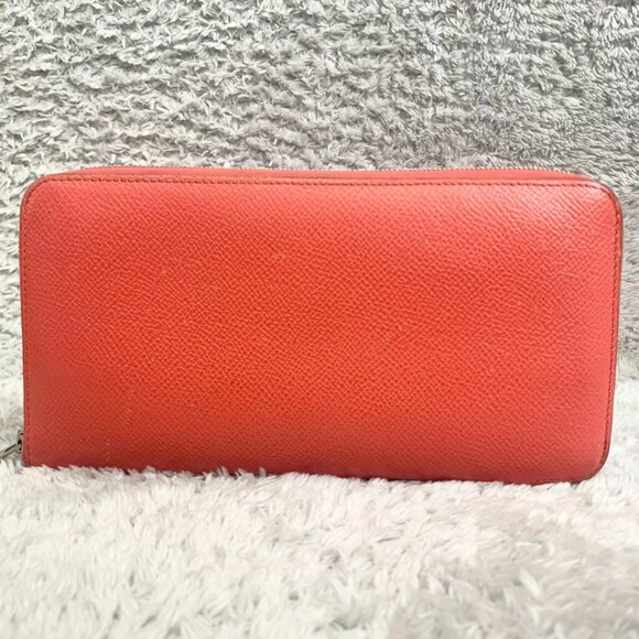 ❤HERMES Azap long silk in Veau Epsom Round-Zip-Wallet salmon pink/Silver Metal❤ - Picture 2 of 12